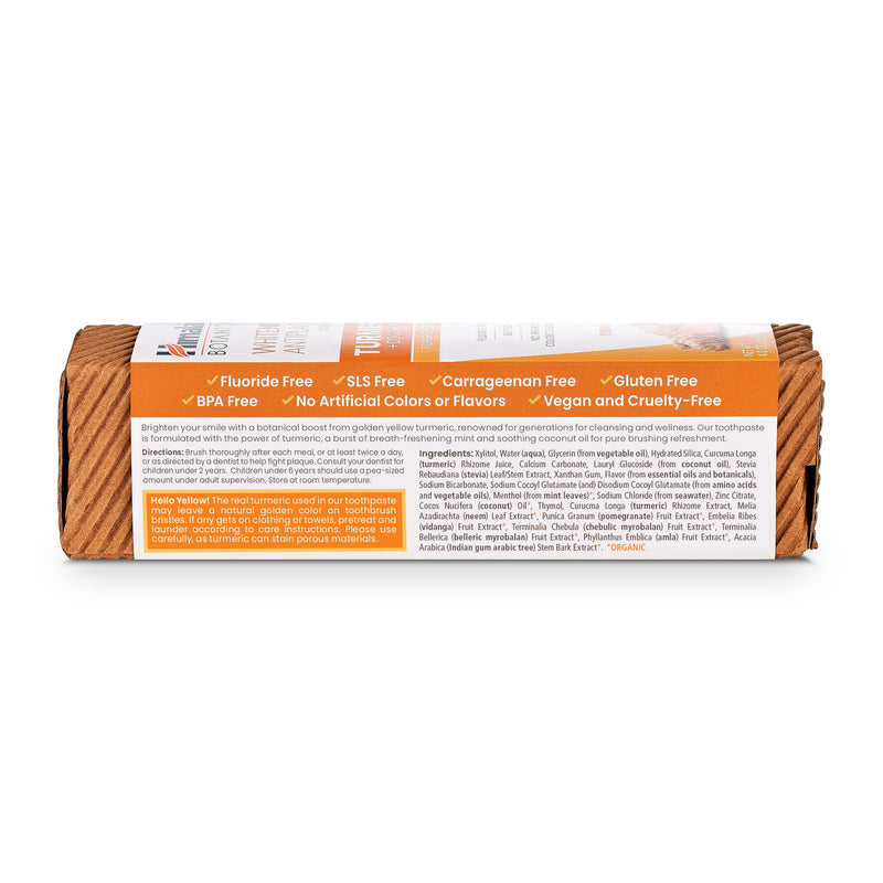 Himalaya Botanique Turmeric & Coconut Oil Whitening Antiplaque Herbal Toothpaste, Whitens Teeth, Fluoride Free, No Artificial Flavors, SLS Free, Vegan, Cruelty Free, Foaming, Mint Flavor, 4 Oz, 2 Pack 4 Ounce (Pack of 2)