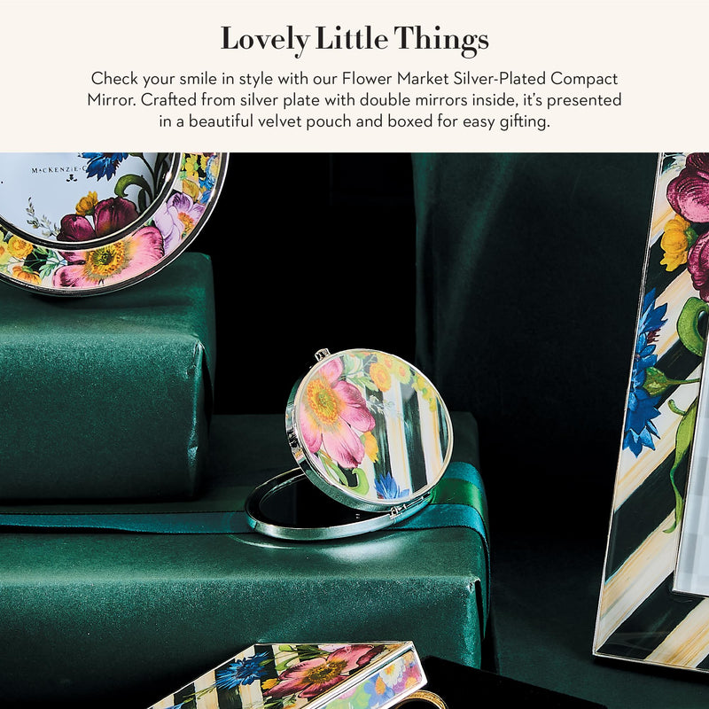 MACKENZIE-CHILDS Flower Market Silver Plated Compact Mirror