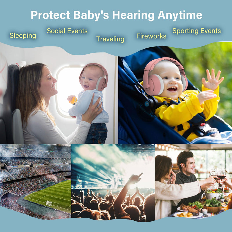 [Australia] - 2-in-1 Baby Ear Muffs for Hearing Protection, Noise Cancelling Earmuffs for Babies and Toddlers up to 48 Months Pink 