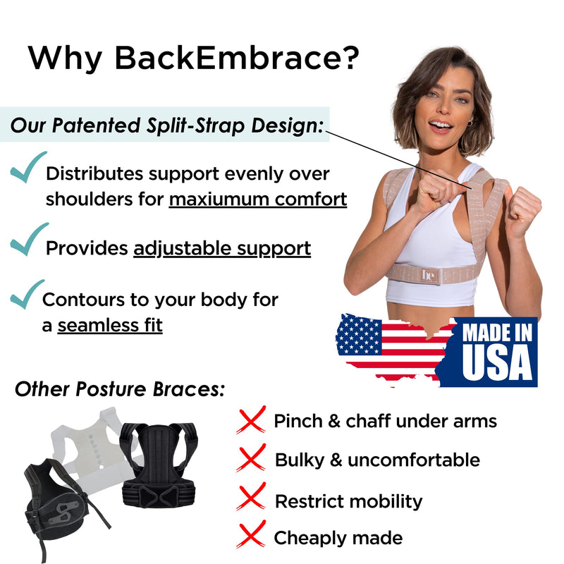 [Australia] - Posture Corrector for Women and Men - Made in USA - Slim and Adjustable Shoulder Brace - Back Brace for Back Pain Relief - Sand Drizzle M/L 
