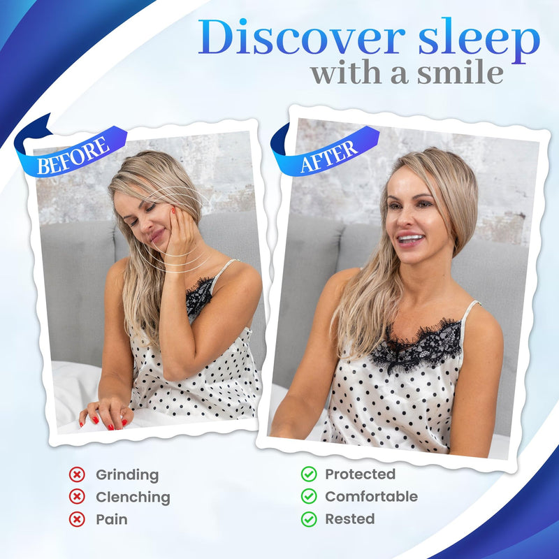 [Australia] - Bruxism Night Guard for Teeth Grinding & TMJ Relief, Premium Comfort Nose Breathing Oxygen Kit – 2-Pack (Clear & Blue), BPA & Latex-Free, Custom Dental Guards, Travel Cases & Brush – by AFOE 