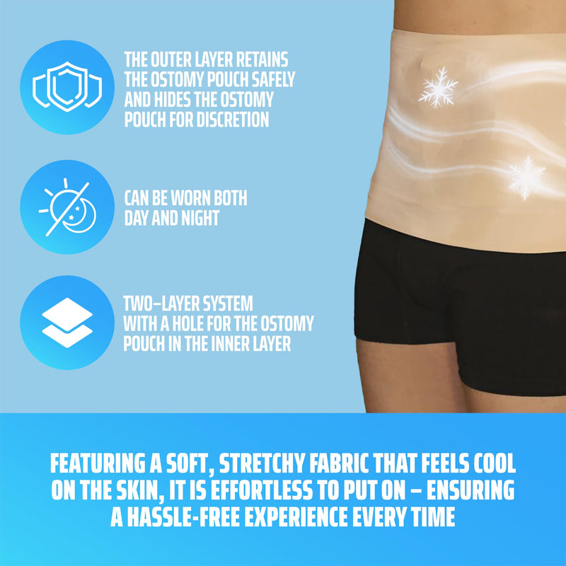 [Australia] - StomaSafe Cool Ostomy Support Belt (L/XL) | Light Compression Garment with Breathable Breeze Yarn | Discreet Fixation for 1- & 2-Piece Systems | Seamless, Latex-Free, Unisex Design Large/X-Large 