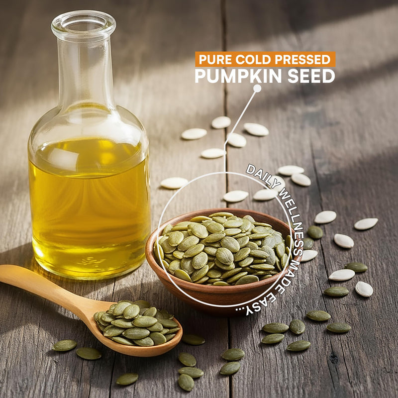 Pumpkin Seed Oil 3000mg | 90 Softgels | 100% Cold-Pressed & High in Linoleic Acid (50%) | Prostate, Bladder, Hair & Heart Health | Pure, No Additives | High Strength Oil Supplement | by NutriVolv