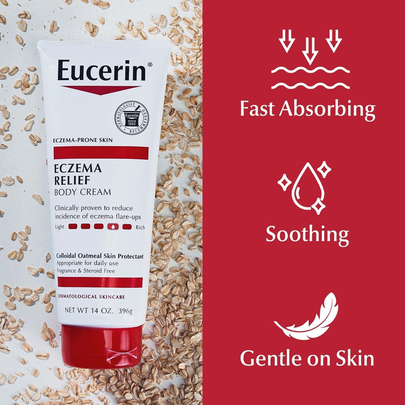 [Australia] - Eucerin Eczema Relief Body Cream, Eczema Cream with Colloidal Oatmeal, Ceramide-3 and Licorice Root Extract, 14 Oz Tube 