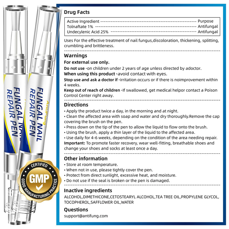 Toenail Fungus Treatment Extra Strength - AntiFung Pen - Maximum OTC with 25% Undecylenic Acid - for Damaged Nails, Ingrown Nails & Discoloration - 3-Pack Applicator Pen 1 Fl Oz (Pack of 3)