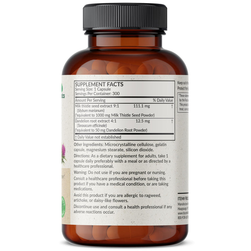 [Australia] - Futurebiotics Milk Thistle Silymarin Marianum & Dandelion Root Liver Health Support, Antioxidant Support, Detox, 300 Capsules 300 Count (Pack of 1) 