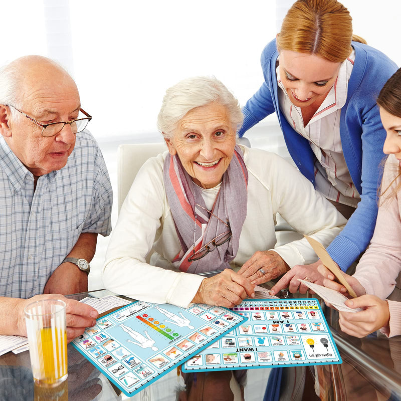[Australia] - 6 Pcs Communication Board for Nonverbal Adults Aphasia Communication Board Colorful Picture Symbol Communication Cards for Stroke Patients Children (Blue) Blue 