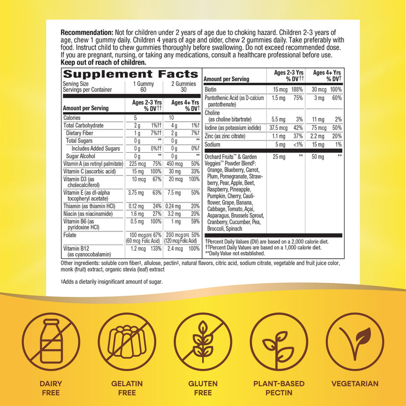 [Australia] - Nature's Way Alive! Kids Zero Sugar Gummy Multivitamins, for Kids Ages 2+, Supports Bone, Eye & Immune Health*, No Sugar Alcohols, Plant-Based Sweeteners, Berry-Citrus Flavored, 60 Gummies 