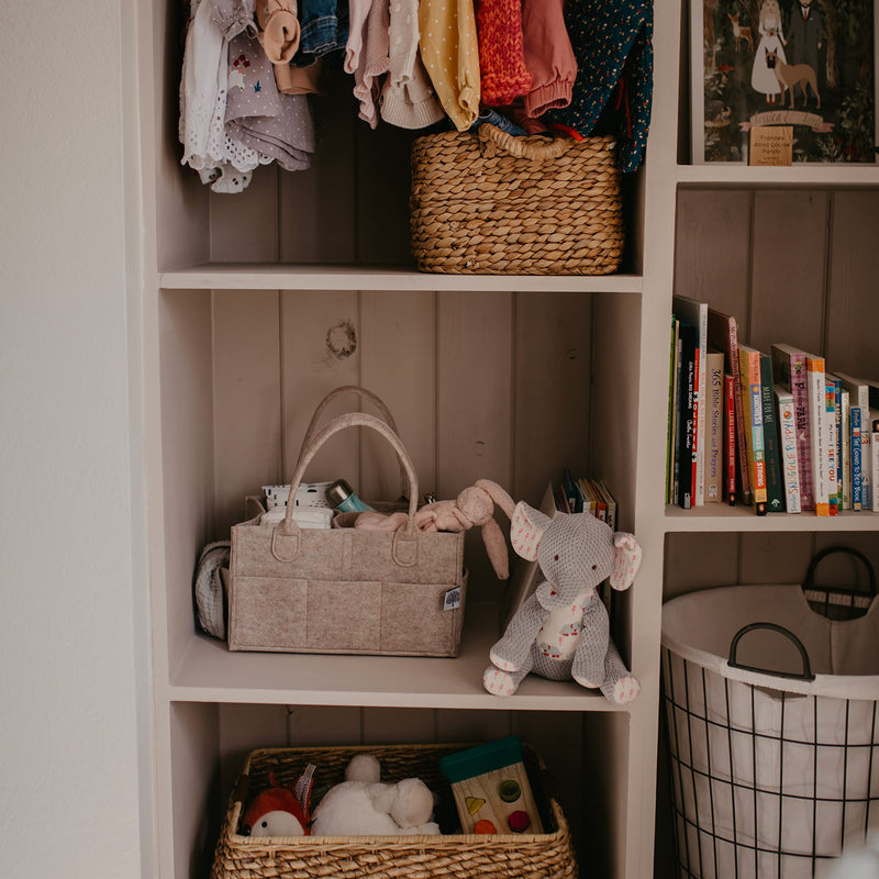 [Australia] - Parker Baby Diaper Caddy - Nursery Storage Bin and Car Organizer for Diapers and Baby Wipes (Oatmeal, Large) Oatmeal 