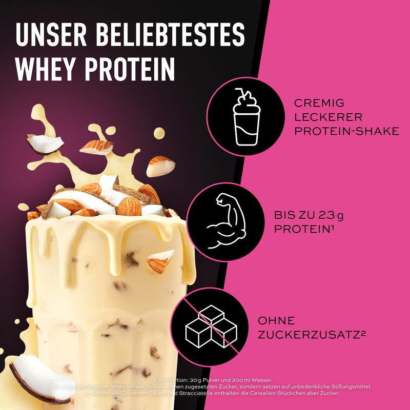 [Australia] - ESN Designer Whey Protein Powder, Almond Coconut, 1 kg, up to 23 g protein per serving, ideal for building and maintaining muscle, tested quality - made in Germany 