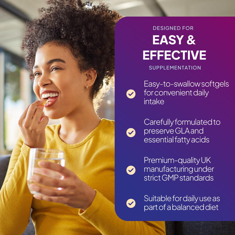 Starflower Oil 1000mg | High Strength Borage Oil Softgels with GLA | 180 Softgels | Cold-Pressed | Made in The UK Unflavoured 1 count (pack of 180)