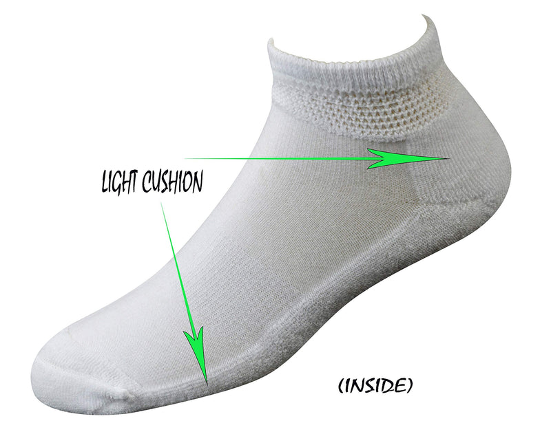 [Australia] - Yomandamor Mens Cotton Diabetic Low Cut Socks with Seamless Toe,5 Pairs 10-13 5 Pairs White 