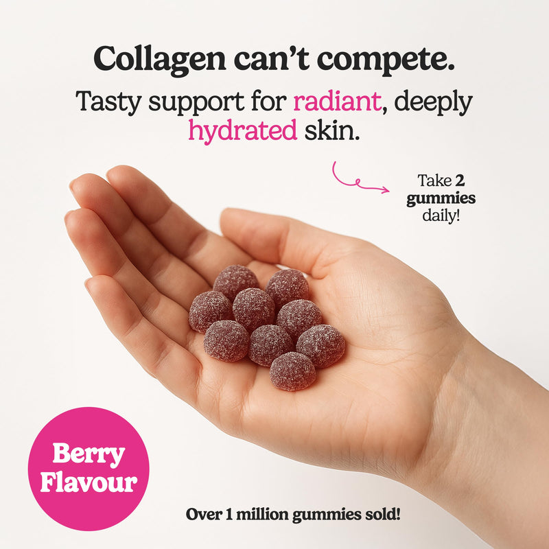 Glowshroooms Mushroom Gummies with Tremella, Vitamin C & Zinc for Skin Glow, Hydration & Collagen Support, Vegan, Gluten Free, Natural Berry Flavour, 60 Gummies, 1 Month Supply Mixed Berry 1 count (Pack of 60)
