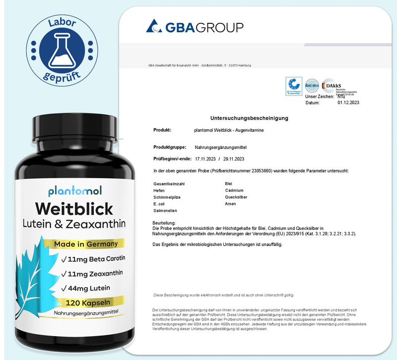 [Australia] - Weitblick - 120 Lutein Zeaxanthin Capsules - High-dose eye vitamins with 44 mg Lutein + 11 mg Zeaxanthin + 11 mg Beta Carotene & Vitamin A - 4 MONTH SUPPLY of eye capsules - only 1 capsule/day 120 pieces (pack of 1) 