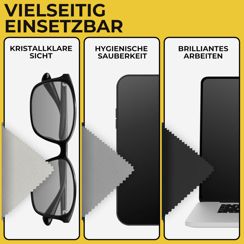 [Australia] - Bellphany XXL set of 8 premium microfiber glasses cleaning cloths - 30 x 30 cm microfiber cloths glasses cleaning cloth in optician quality, anthracite 