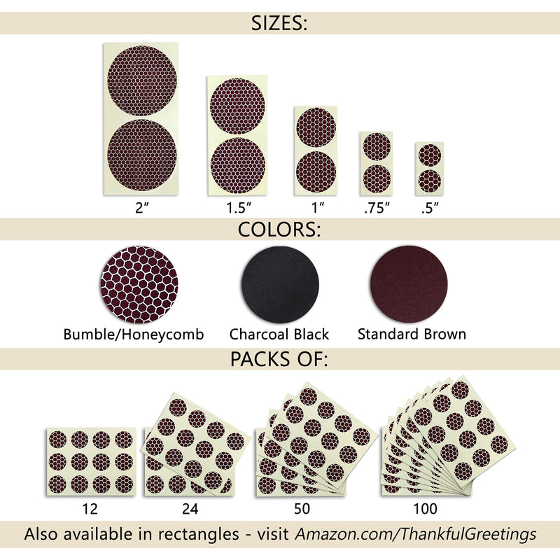 [Australia] - 2” Circle Match Striker Stickers – 12 pieces | Bumble/Dotted Pattern Match Strike Paper with Adhesive Pre-Cut in Circles for Easy Match Lighting | Also Available in Charcoal or Brown & Many Sizes Bumble / Dotted 