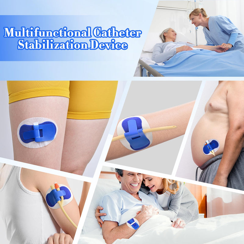 [Australia] - 10 Pcs Foley Catheter Stabilization Device, Urinary Leg Bag Catheter Tube Holder, Catheter Supplies for Single/Double/Feeding Tube, Adhesive Catheter Urinary Leg Bags Holder,Blue Blue 10 PCS 