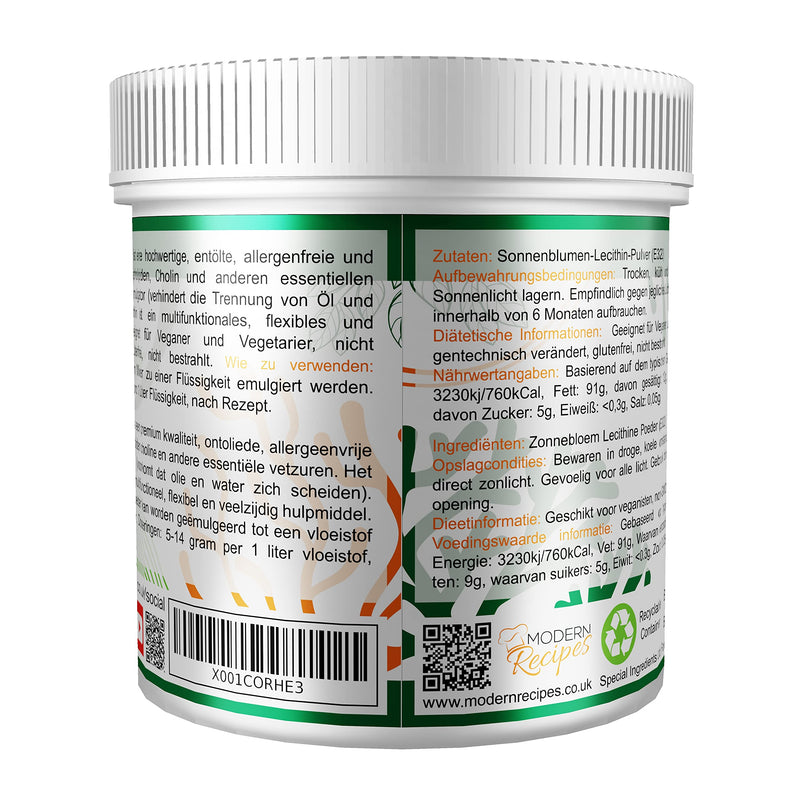 [Australia] - SUNFLOWER LECITHIN POWDER 500g HIGHEST QUALITY GMO FREE (GERMAN LABELS AND INSTRUCTIONS) 