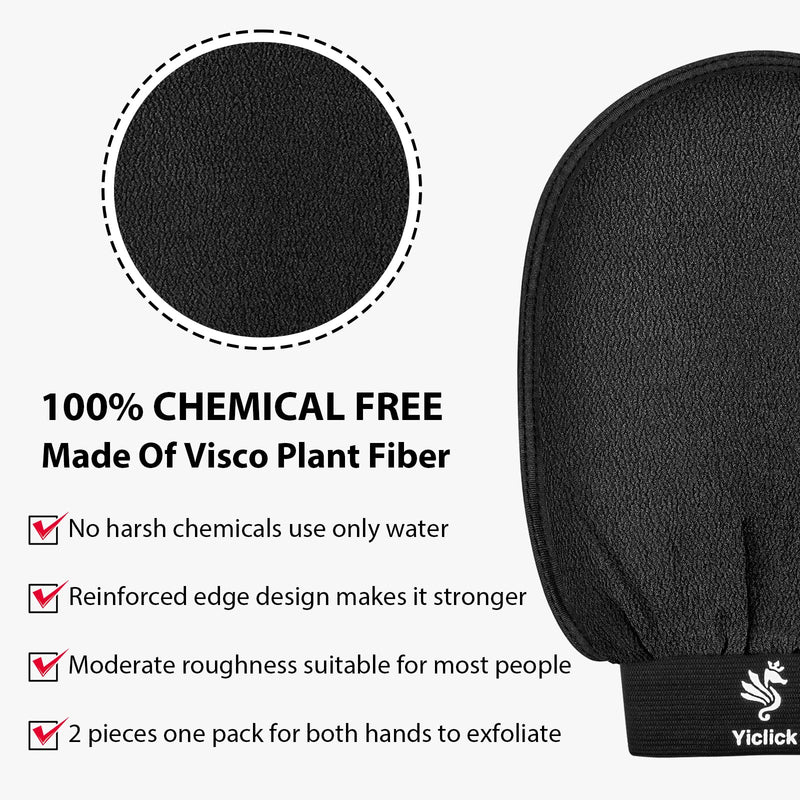 [Australia] - Yiclick Korean peeling gloves, peeling glove for bathroom - peeling glove body peeling - dead skin remover for men and women - exfoliating glove, peeling, body scrub (Black) Black 