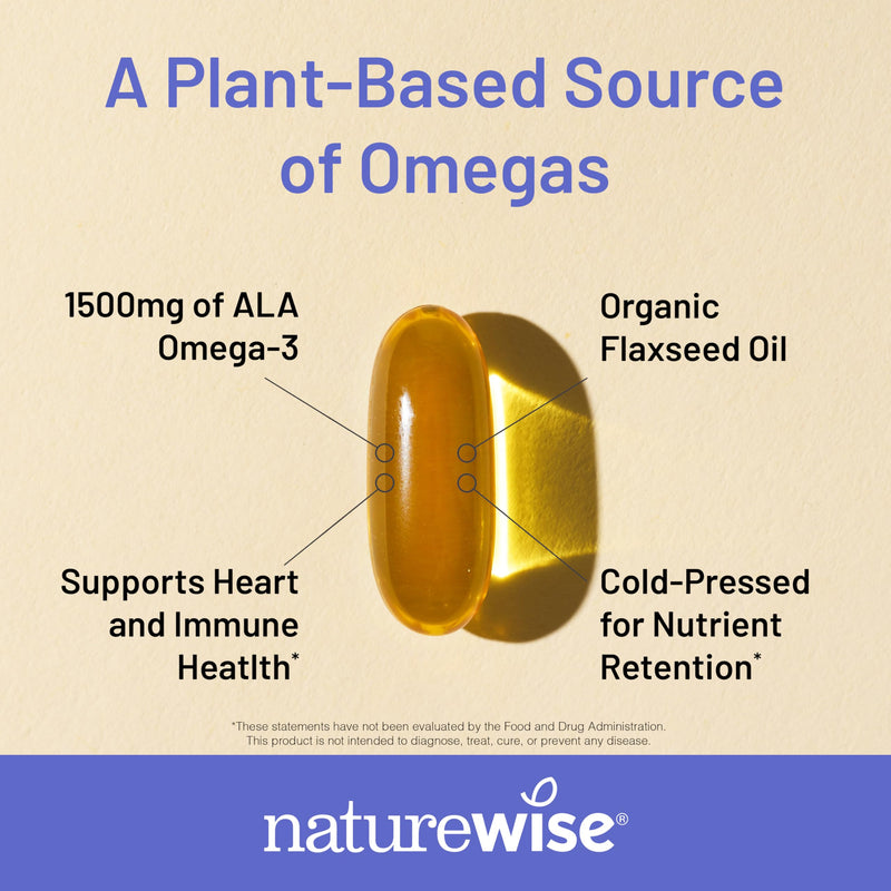 [Australia] - NatureWise Flaxseed Oil 3000 mg, Fish Free Omega 3 with 1500 mg ALA, Dietary Supplement for Immune Health Support - Organic, Cold Pressed, Non-GMO - 90 Softgels[30-Day Supply] 90 Count (Pack of 1) 