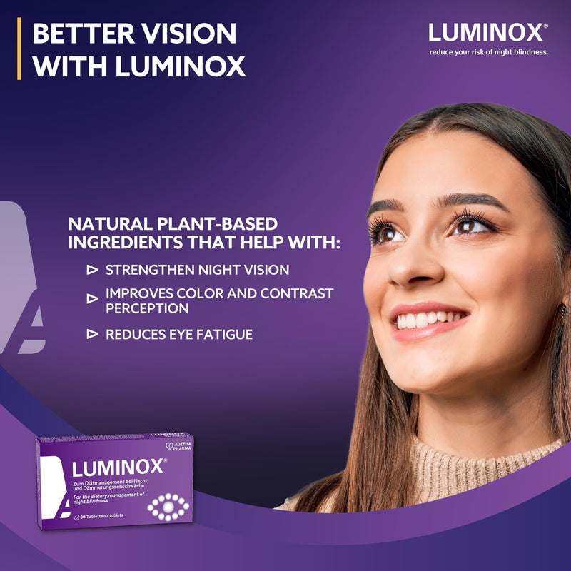[Australia] - Luminox® AGEPHA 30 eye vitamins Improve night vision, eyes and eyesight with ginkgo, guarana, chokeberry, bilberry against poor eyesight and night blindness 