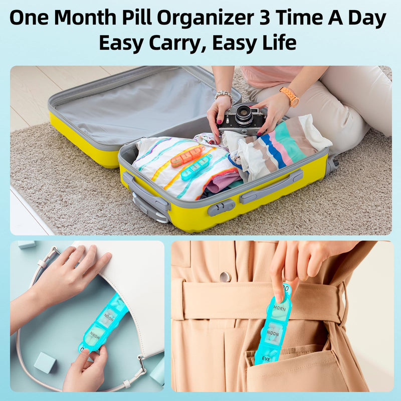 Monthly Pill Organizer, 31 Day Pill Dispenser 3 Times a Day with Small Pill Box, 4 Week Pill Container for Vitamins, Fish Oil, Supplement and Medicine- BPA Free, Easy to Use 31 Count (Pack of 1)