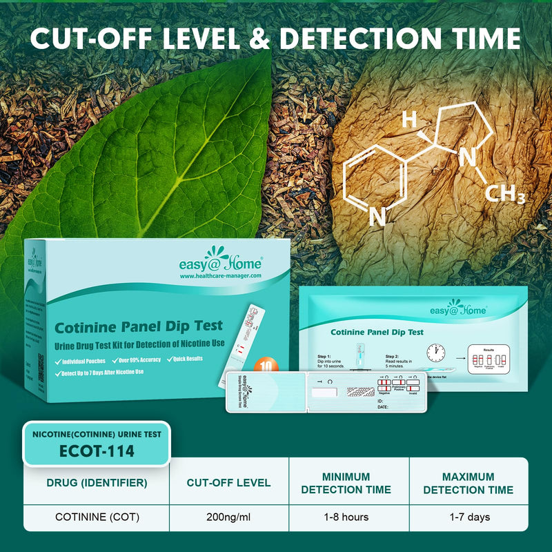Easy@Home 25 Pack Nicotine Urine Test Strips, Cotinine Urine Screen Test | Cotinine Urine Screen Test, 25 Rapid Testing Detection 200 ng/mL #ECOT-114 25 Count (Pack of 1)