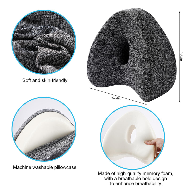 [Australia] - Leg Pillow, Knee Pillow for Side Sleepers, Leg Pillows for Sleeping, Knee Cushion for Sleeping,Suitable for Relieving Leg, Back, Knee Pain Grey Without Straps 