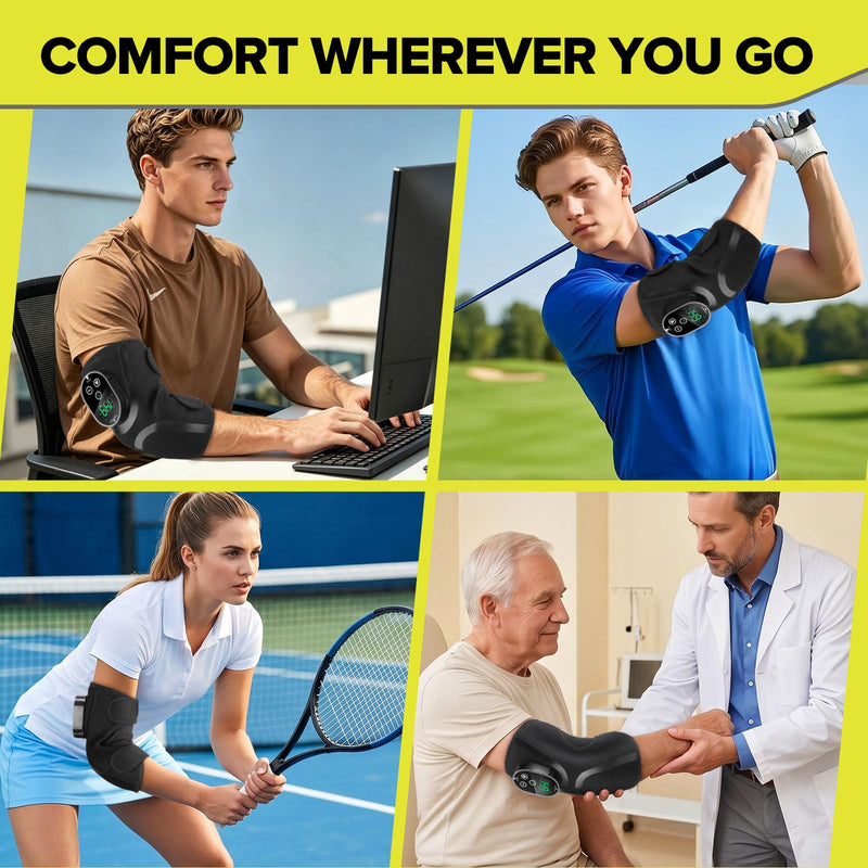 Cordless Elbow Heating Pad for Tendonitis and Tennis Elbow, Elbow Massager with Heat, Rechargeable Heating Pad for Arm, Heated Elbow Brace for Muscle Soreness Joint Pain Relief