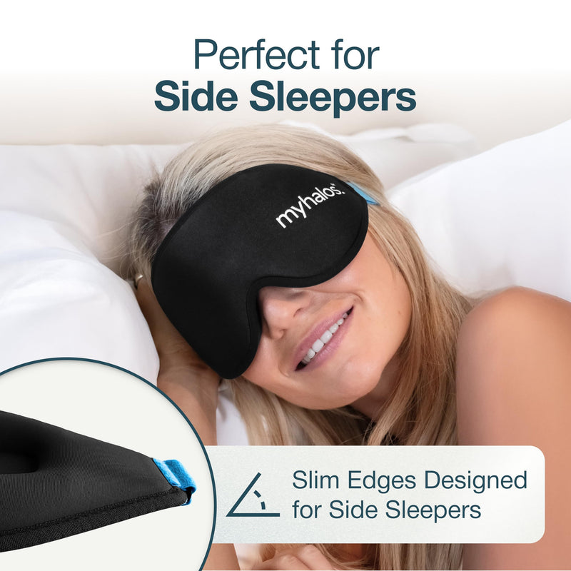 [Australia] - MyHalos¬Æ Sleep Mask - Eye Masks for Sleep - 100% Blackout Sleeping Mask for Women, Men & Side Sleepers - 3D Sleeping Eye Mask for Zero Pressure - Award Winning Design, Eyelash Friendly & Breathable 1 Count (Pack of 1) Black 