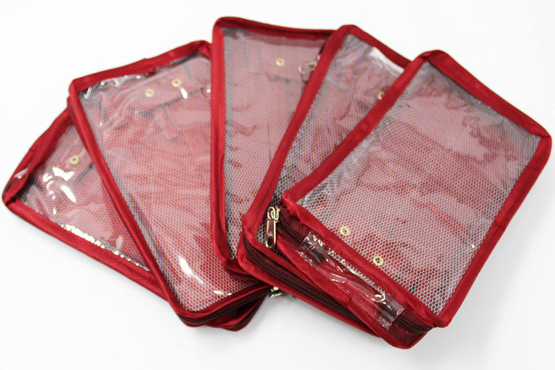 atorakushon Combo Satin Makeup Pouches Vanity Jewellery Traveling Organizer Storage Box Cosmetic carry it along anywhere easily For Women Maroon