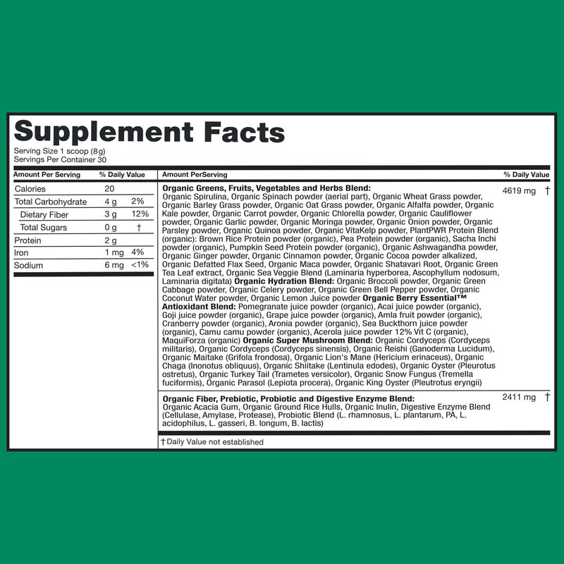 [Australia] - Zena Greens Organic Super Greens Powder | 70+ Superfood Ingredients Drink Mix | 3G Fiber | 0 Sugar | Fruits, Veggies, Herbs, Hydration, Antioxidants, Pre & Probiotics, & Digestive Blends | 30 Servings 