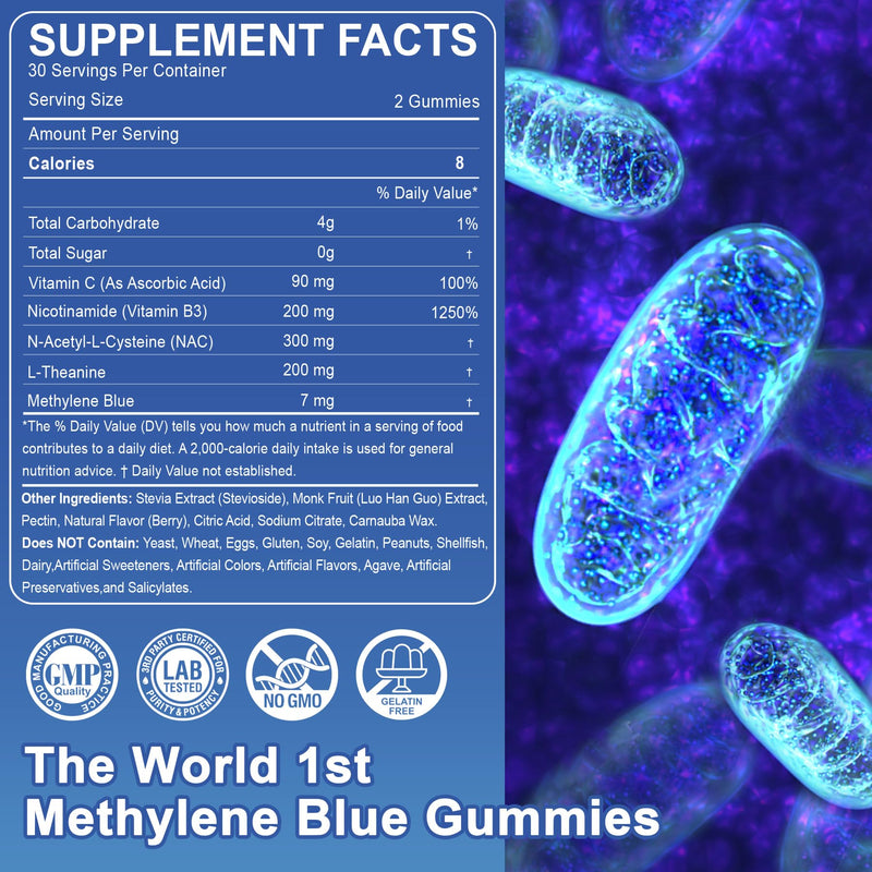 LILICARE Methylene Blue Gummies for Humans | Fast-Absorbing, Vegan, 120 Ct 60 Count (Pack of 2)