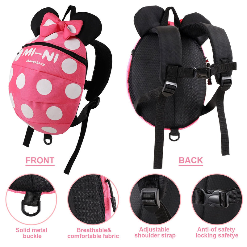 [Australia] - CZSYZCZS 4 in 1 Toddler Harness Leash + Baby Anti Lost Wrist Link, Cute Child Safety Harness Tether, Child Walking Harness Wristband Assistant Strap Belt for Baby Girls(Rose Red) Rose Red 