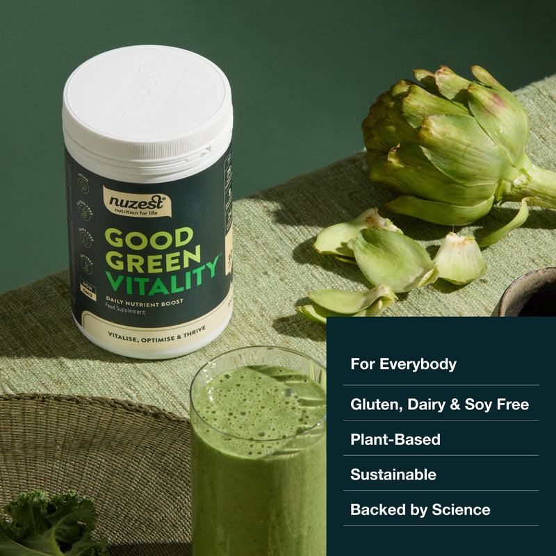 Greens Powder by Nuzest – Good Green Vitality – Filled with Vitamins, Minerals & Superfoods – Vegan Multivitamin Greens Drink - Gluten Free - Dairy Free - 120g - 10 Servings 120 g (Pack of 1)