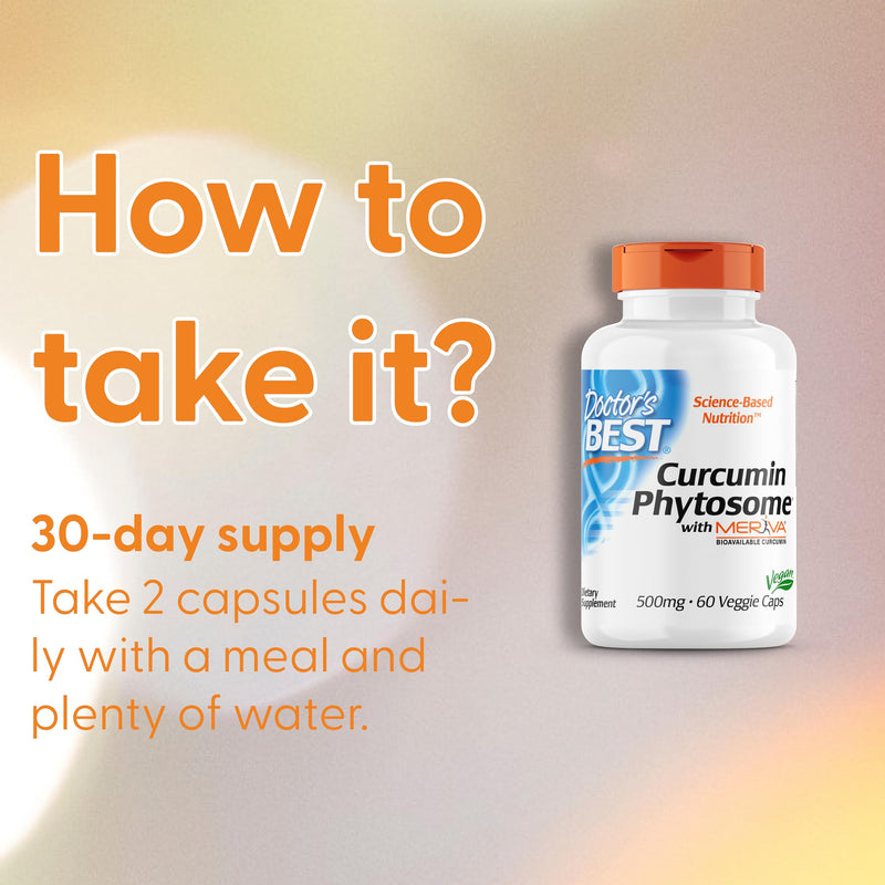 Doctor's Best, Curcumine Phytosome with Meriva, 500mg, 60 Vegan Capsules, Gluten Free, SOYA Free, Vegetarian