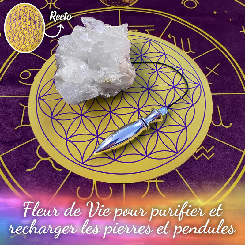 [Australia] - Flower of Life made of wood for charging stones and pendulums divination & Metatron cube ⌀15 cm 