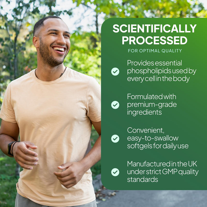 SOYA Lecithin 4800mg Capsules | High-Purity SOYA Lecithin | Contributes to Normal Cell Membrane Structure | 240 Capsules = Up to 8 Months’ Supply | UK Made | GMP-Certified 120 count (Pack of 2)