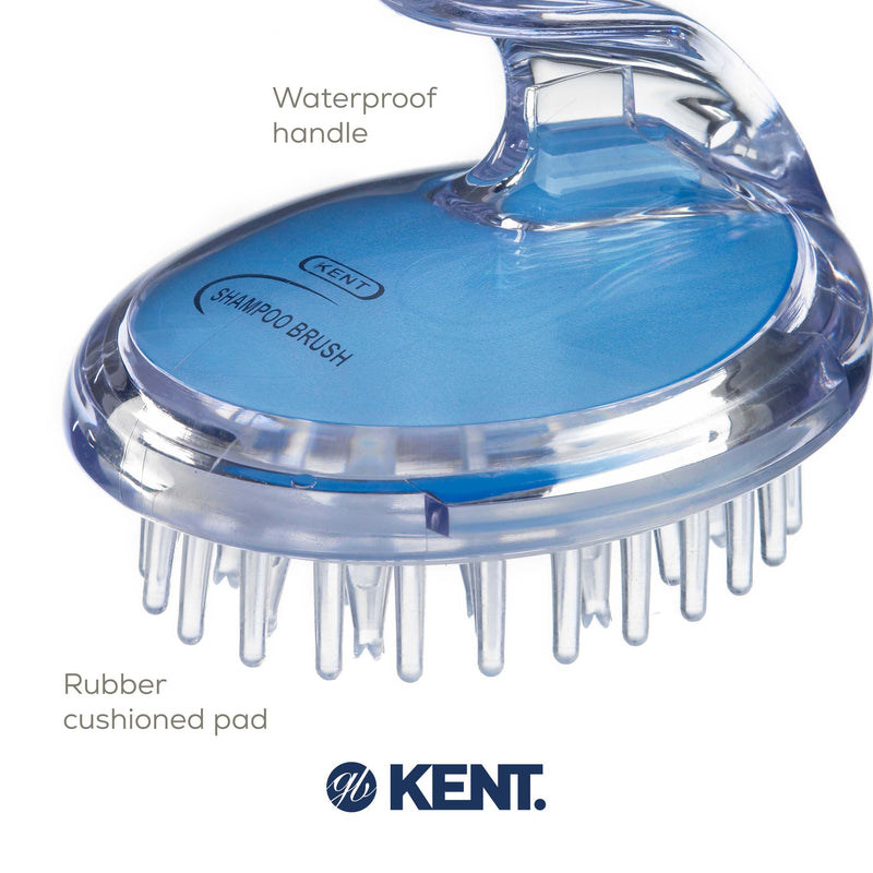 KENT SH1 BLU Scalp Scrubber Hair Brush and Scalp Exfoliator Brush for Distributing Shampoo and Conditioner, Shower Scalp Massage Tool and Hair Growth Brush Shower Brush with 42 Soft Rubber Bristles 3 Pack Blue