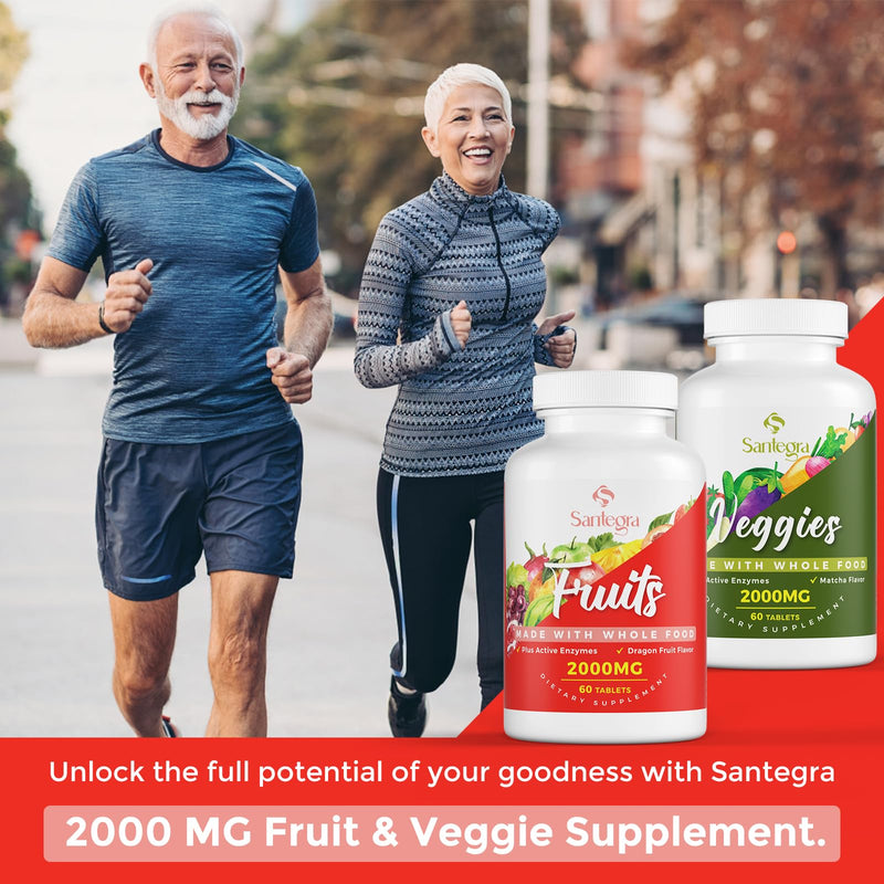 2000 MG Fruit and Veggies Supplement, 35+ Fruits and Vegetables for Daily Variety, 100% Whole Food Superfoods, Natural Vitamins for Women & Men, Sugar-Free, Gluten-Free, Vegan, 240 Tablets 60 Count (Pack of 4)