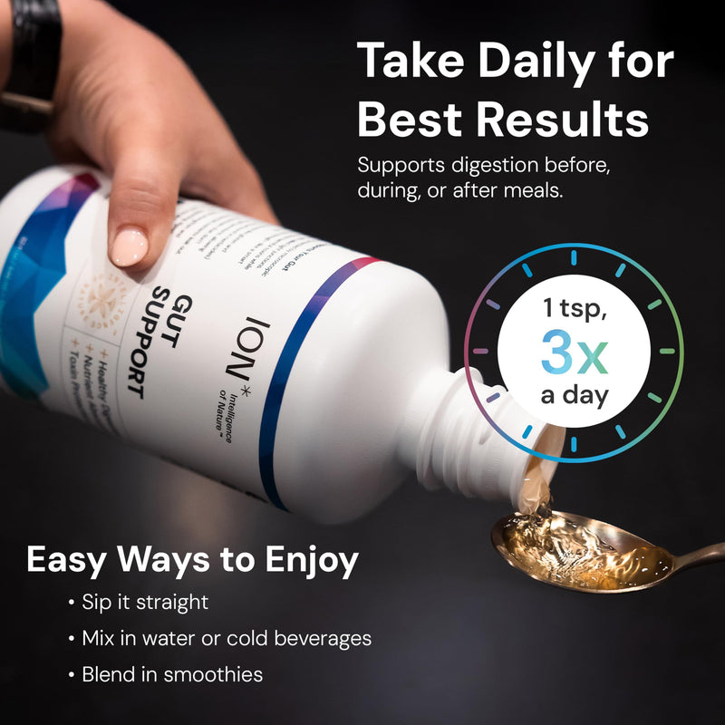 ION Gut Health Supplement 236ml | ION* Gut + Microbiome | Support that Goes Beyond Probiotics | Promotes Digestive Wellness, Alleviates Gluten Sensitivity | Strengthens Gut Lining| Bloating Relief 236 ml