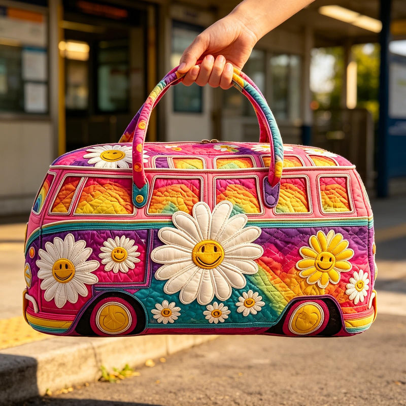 Hippie Quilted Weekender Travel Bag for Women, Bohemian Multifunctional Zipper Tote Bag, Retro Book Aesthetic Duffle Handbag for Weekend Trip, Party, Gym Daily Use, 1 Pack Hippie bag Color4