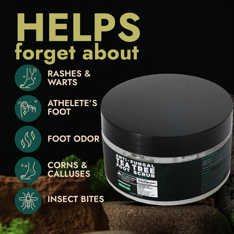[Australia] - Foot Scrub with Tea Tree Oil | Callus Remover For Feet | Exfoliating Scrub with Salicylic and Glycolic Acid for Dead Skin, Athlete’s Foot, Warts, Corns, Rashes, Foot Odor, Insect Bites and Foot Care 