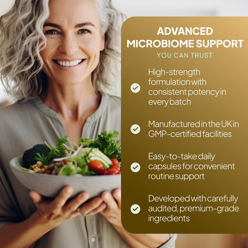 Super Pro Bio 100 | 100 Billion CFU per Serving | 16-Strain Live Bio Culture Complex | Helps Maintain a Balanced Gut Microbiome | Vegan Friendly | 60 Capsules = 1 Month Supply | Made in the UK