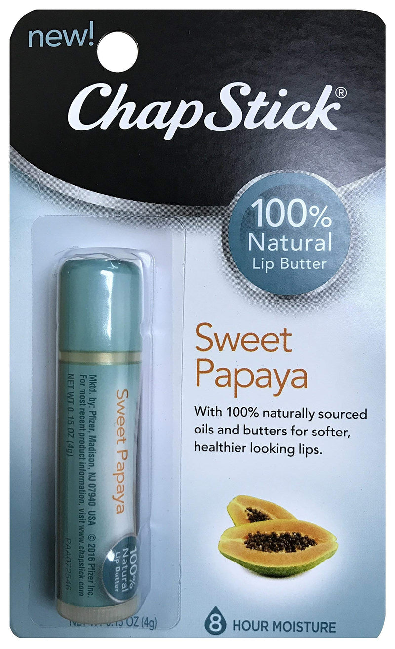 ChapStick 100% Natural Lip Butter Sweet Papaya 0.15 oz (Pack of 6)