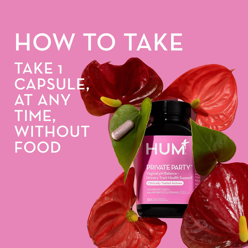 [Australia] - HUM Private Party Vaginal Probiotics for Women's pH Balance- Cranberry & Lactobacillus Blend -Womens Vaginal Health Supplement - Promote Healthy Vaginal Odor & Vaginal Flora - (30-Day Supply) 30-Day Supply 