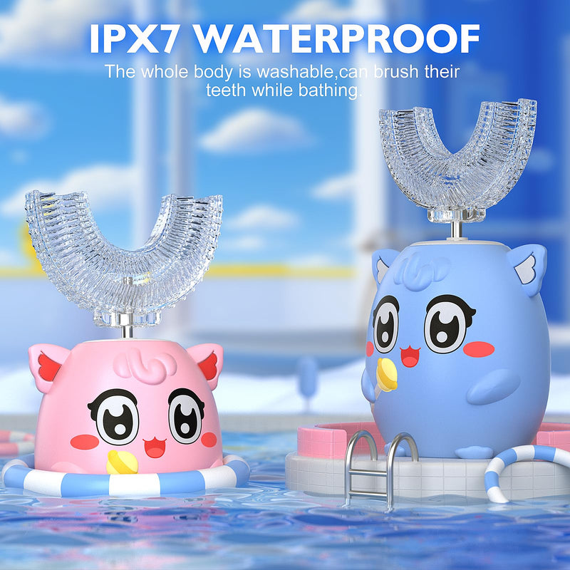 Kids Electric U Shaped Toothbrush Children Rechargeable Sonic Toothbrush with 6 Soft Brush Head Automatic Full Mouth 6 Cleaning Modes - (Age 8-15 Yellow) Yellow Pd