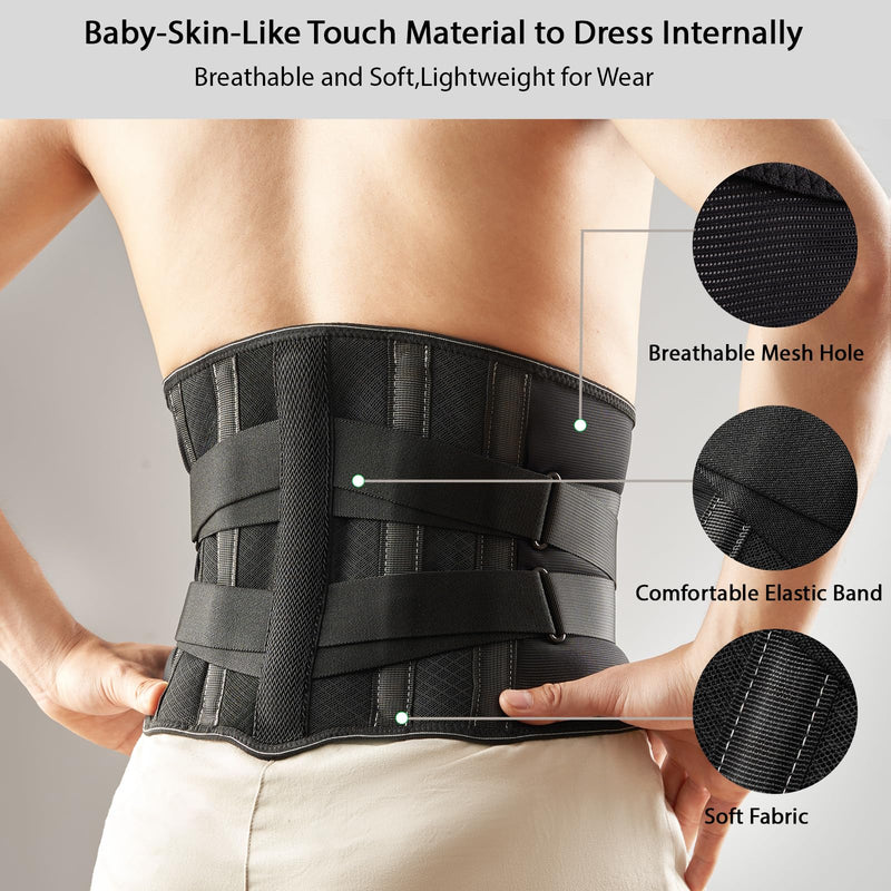 [Australia] - Back Brace for Lower Back Pain Relief Men Women, Immediate Relief from Sciatica, Herniated Disc, Scoliosis, Breathable Back Support Brace with 3D Lumbar Support Pad for Home & Lifting At Work Large Black 