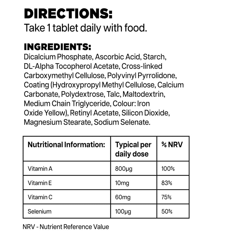 Woods Supplements - 10,000mg High Strength Selenium + Vitamins 180x Vegan Tablets. Antioxidant Supplement with Vitamin A, C and E for Immune System, Thyroid Support and Healthy Hair and Nails 180