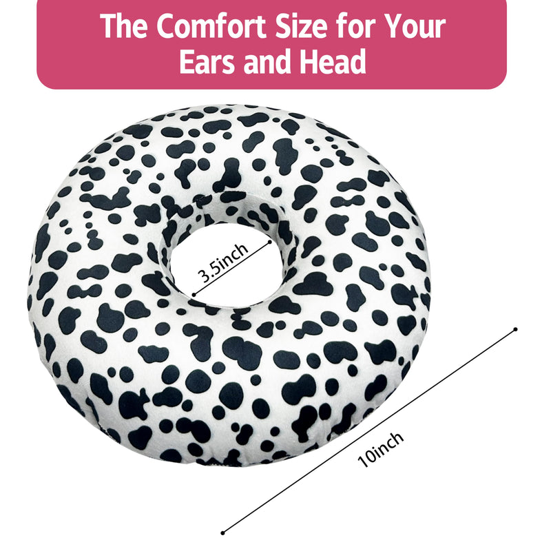 [Australia] - Ear Piercing Pillow for Side Sleepers Pillows with Holes for Ear Pain,Donut Pillow for Ear Side Sleeping Pillow for Adults CNH Ear Pain Relief Pressure Sores Ear Pillow with Hole in Center Cow One Size 